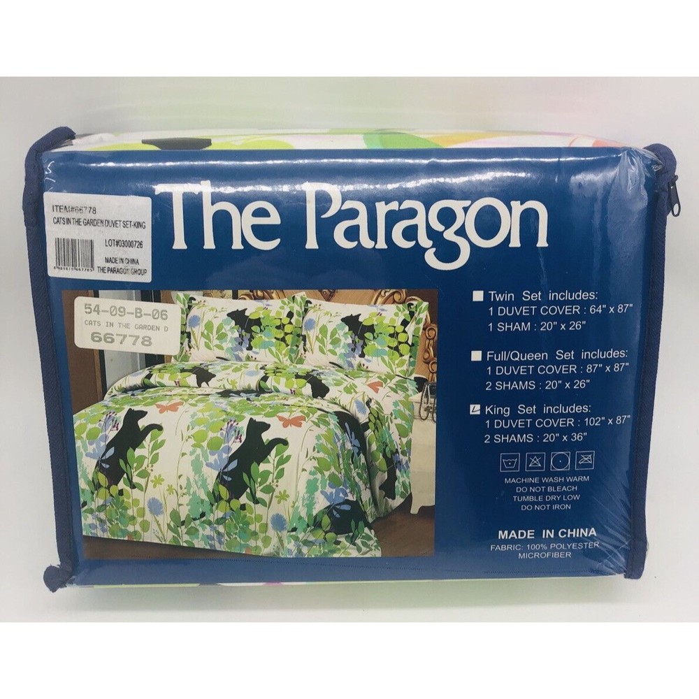 The Paragon CATS IN THE GARDEN - KING Set 1 Duvet Cover 2 Shams NEW